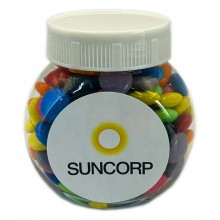 PLASTIC JAR FILLED WITH CHOC BEANS 170G (Mixed Coloured Choc Beans)